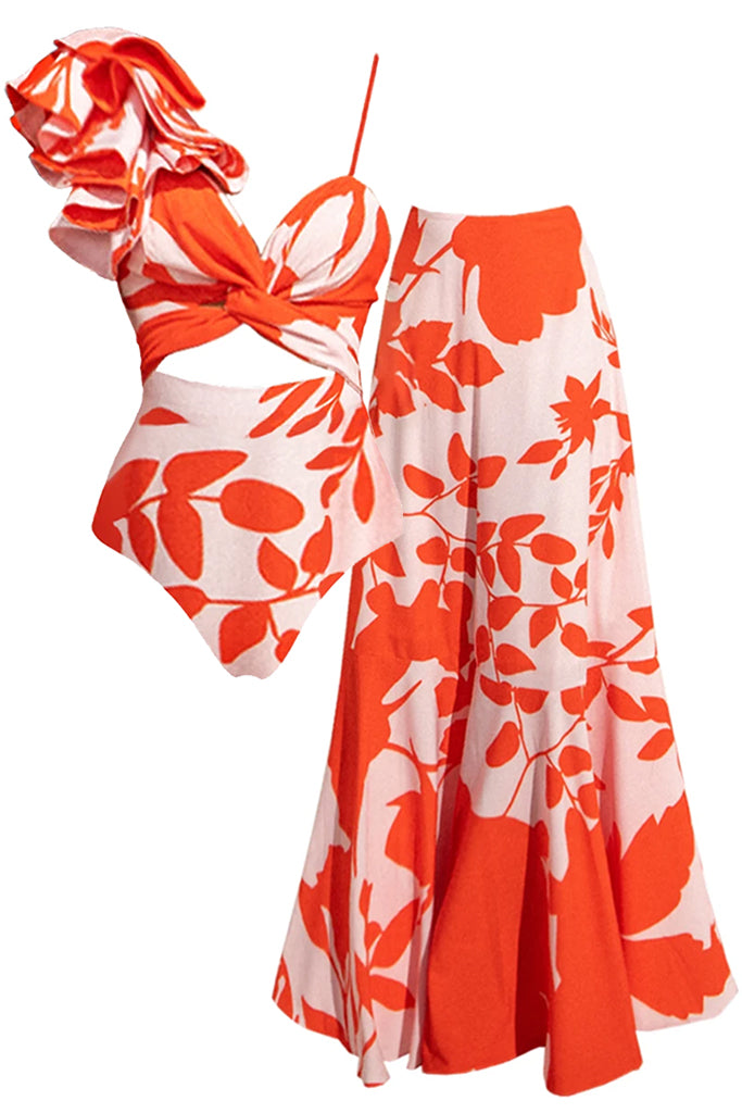 Radiant Πολύχρωμο Ολόσωμο Μαγιό και Φούστα Παρεό | Γυναικεία Μαγιό Παρεό - Ολόσωμα - Swimwear | Radiant Multicolor One Piece Swimsuit with Pareo Skirt