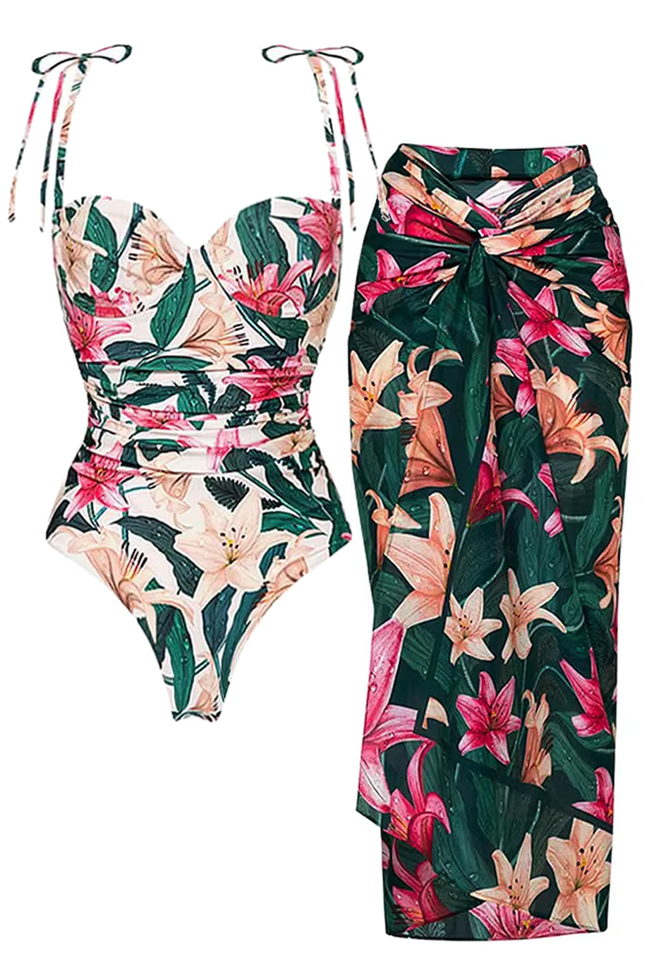 Calia Φλοράλ Ολόσωμο Μαγιό και Παρεό Σετ | Μαγιό - Ολόσωμα - Swimwear One Piece | Calia Floral One Piece Swimsuit and Pareo Set