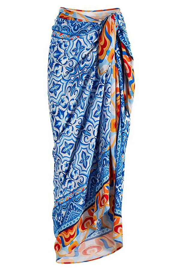 Amalfi Azul Einteiliger Badeanzug und Pareo-Set