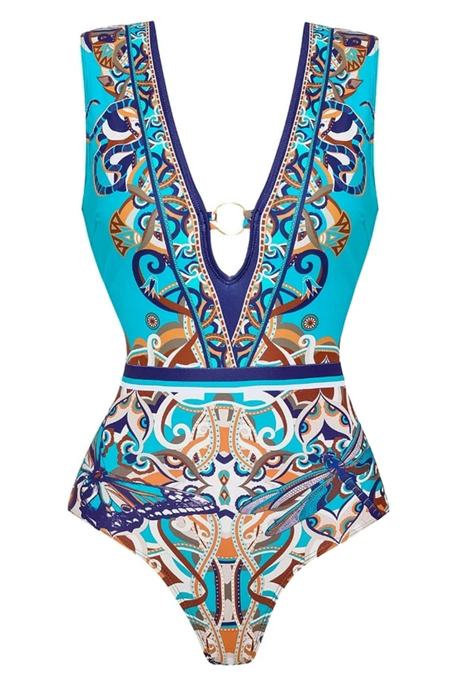 Azora Τιρκουάζ Ολόσωμο Μαγιό και Παντελόνα Παρεό Σετ | Μαγιό - Ολόσωμα - Swimwear One Piece | Azora Turquoise One-Piece Swimsuit with Pareo Trousers Set