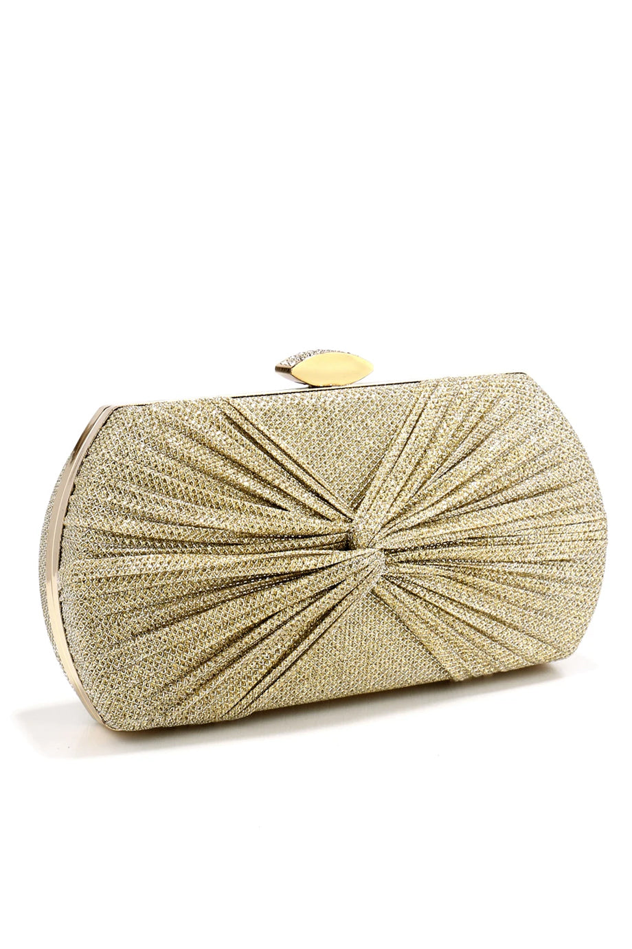 Refreti Χρυσό Τσαντάκι με Πιέτες | Γυναικείες Τσάντες - Βραδινά Τσαντάκια - Clutches | Refreti Gold Pleated Satin Clutch