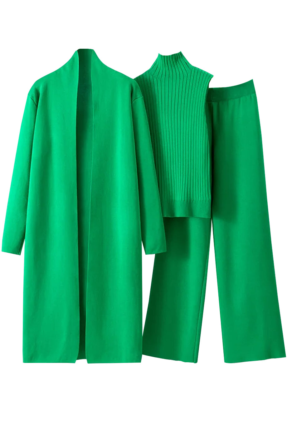 Seraphiel Πλεκτό Σετ Ζακέτα, Τοπ και Παντελόνι | Γυναικεία Ρούχα - Πλεκτά Σετ - Knitwear Sets| Seraphiel Knit Set with Cardigan Top and Trousers