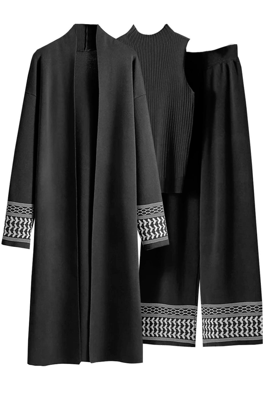 Valenne Πλεκτό Σετ με Τοπ, Παντελόνι και Ζακέτα | Γυναικεία Ρούχα - Πλεκτά Σετ Clothing Sets | Valenne Knit Set with Top, Cardigan and Pants