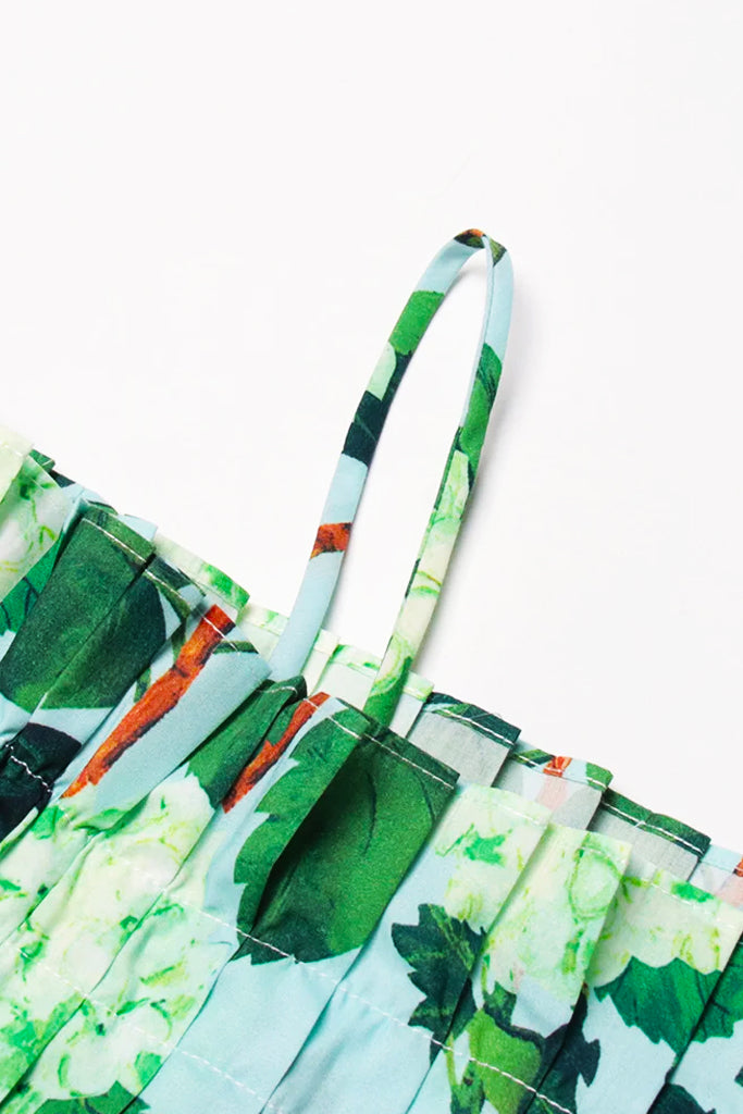 Torenvalk groene bloemen ruches jurk