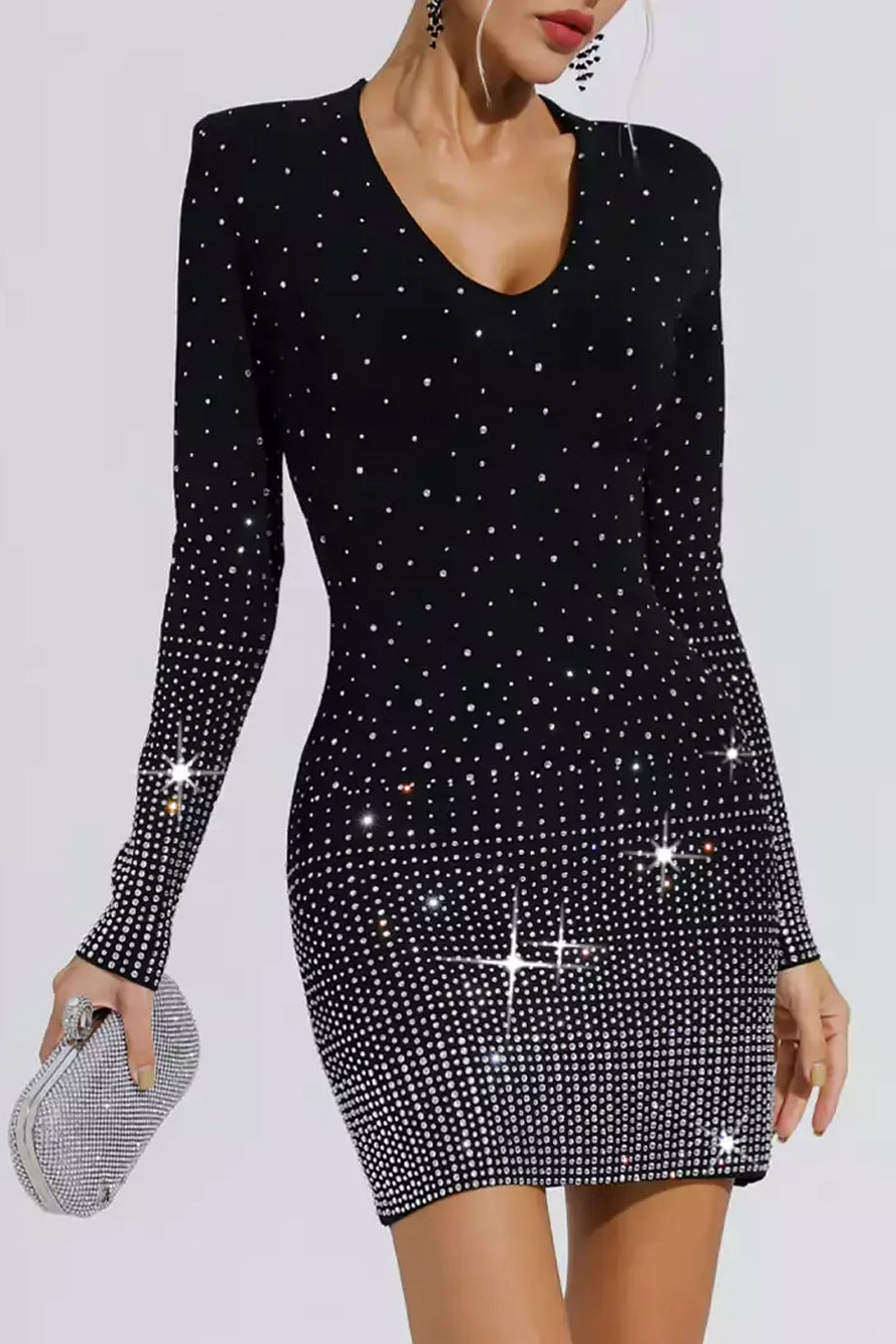 Keylania Εφαρμοστό Φόρεμα με Κρύσταλλα | Φορέματα - Βραδινά - Evening Dresses | Keylania Crystal Embroidered Mini Dress