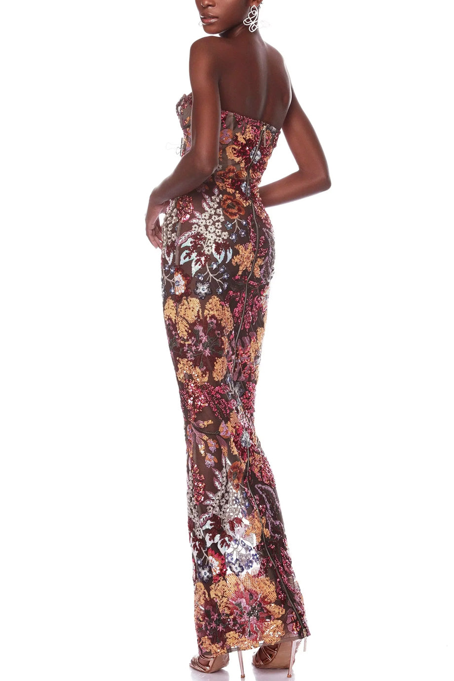 Garden Crystals Στράπλες Μακρύ Βραδινό Φόρεμα | Βραδινά Φορέματα - Evening Dresses | Garden Crystals Strapless Lace Dress