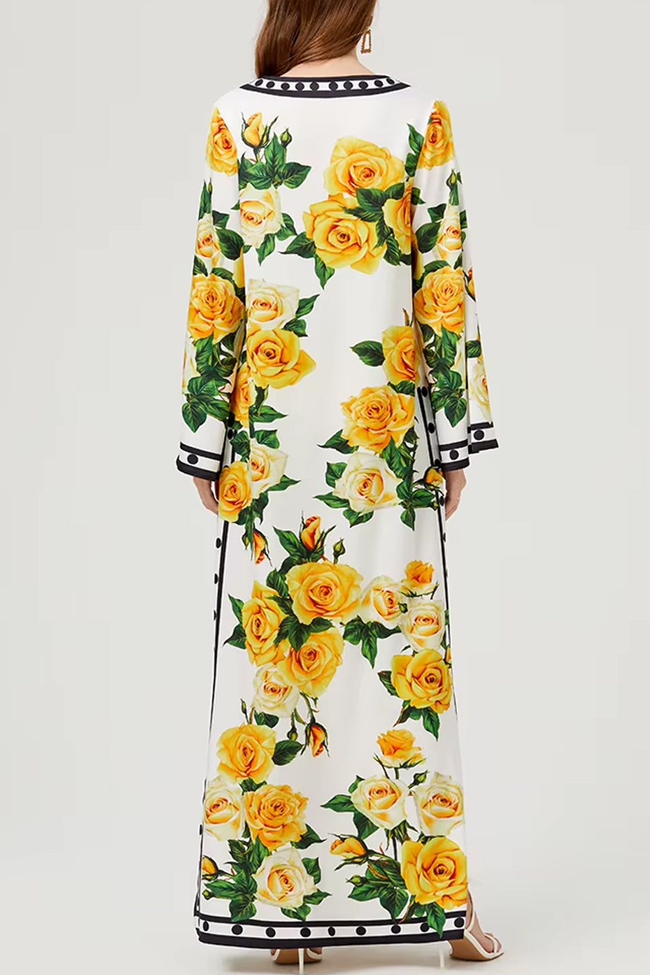 Amalfi Sun Roses Εμπριμέ Φόρεμα Καφτάνι | Φορέματα Καφτάνια - Beachwear - Loungewear | Amalfi Sun Roses Maxi Printed Kaftan Dress