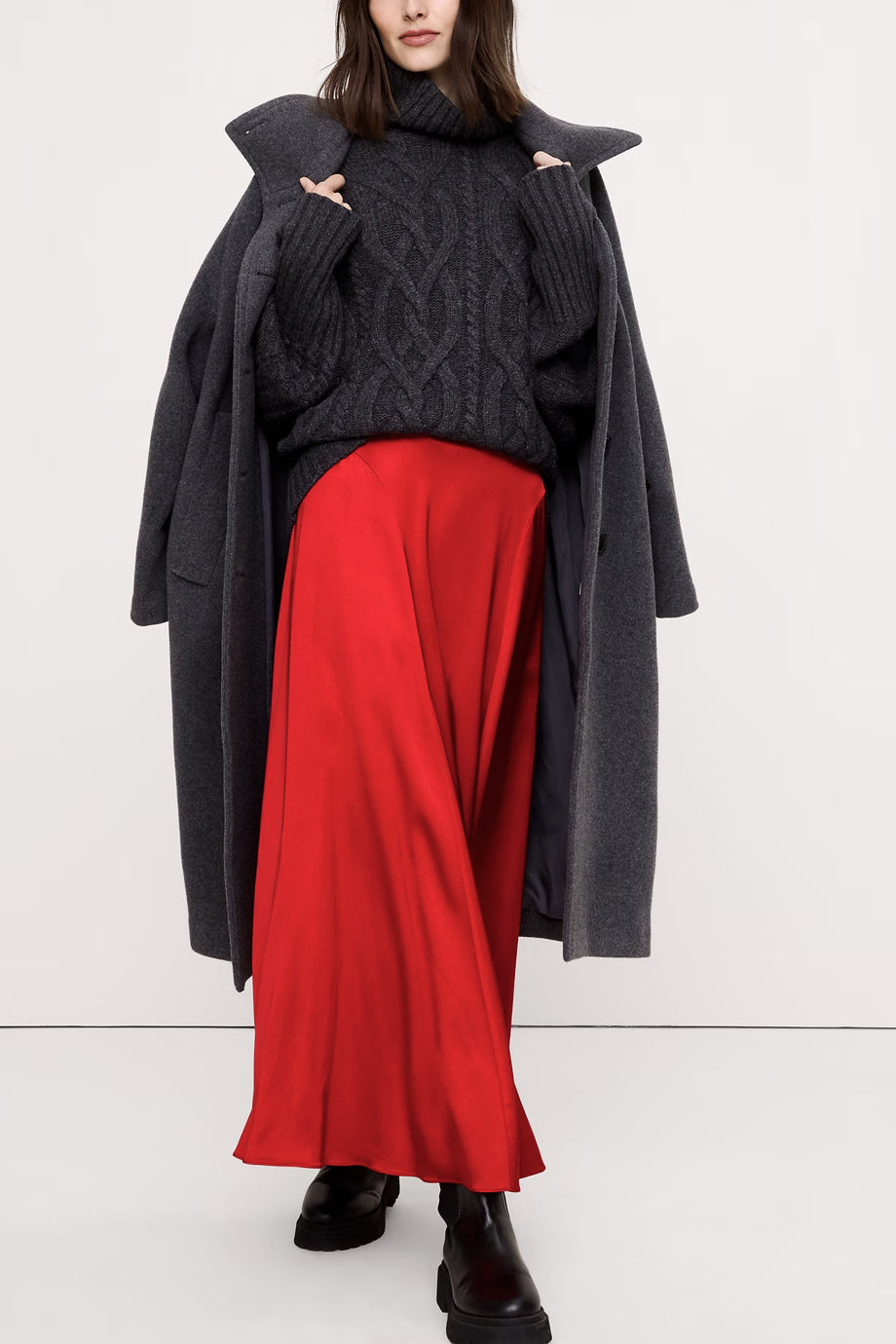 Albin Κόκκινη Σατέν Φούστα | Φούστες Skirts | Albin Red Satin Skirt