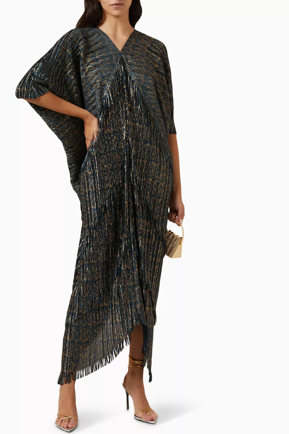 Garbo Μακρύ Φόρεμα με Πιέτες και Κρόσσια