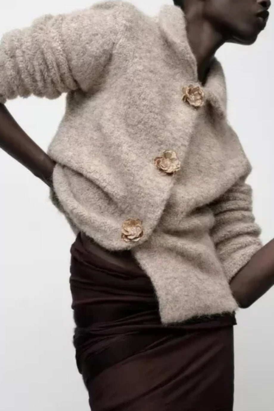 Bryony Πλεκτή Μπουκλέ Ζακέτα