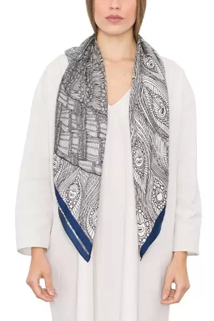 Mr Charming Μεταξωτό Φουλάρι με Παγώνι