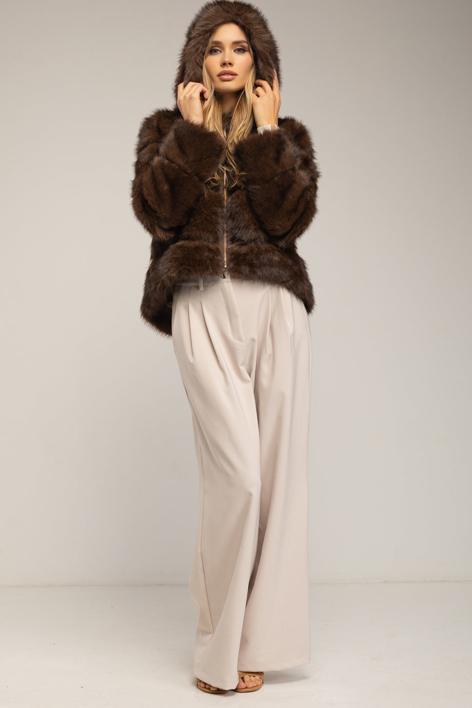 Ardelle Γούνινο Μπουφάν με Κουκούλα | Ζακέτες Μπουφάν Fur Coats Cardigans | Ardelle Faux Fur Jacket with Hood