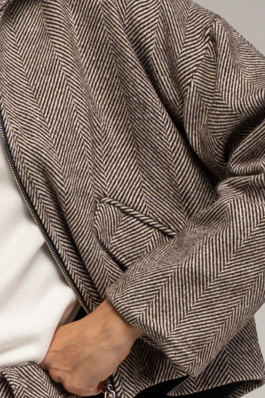 Odianne Μπουφάν με Φερμουάρ | Ζακέτες Μουφάν Cardigans | Odianne Herringbone Jacket with Zip Closure