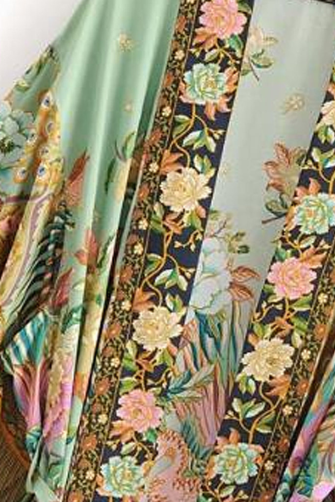 Asahi Kimono Estampado Multicolor en Tonos Vermellón