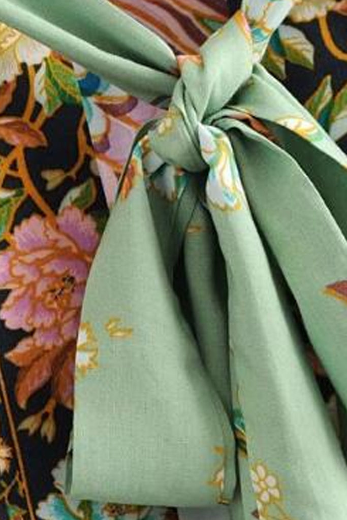Asahi Kimono Estampado Multicolor en Tonos Vermellón