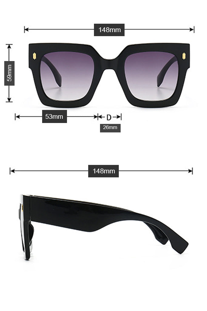 Gafas de sol cuadradas extragrandes azules de moda Genta