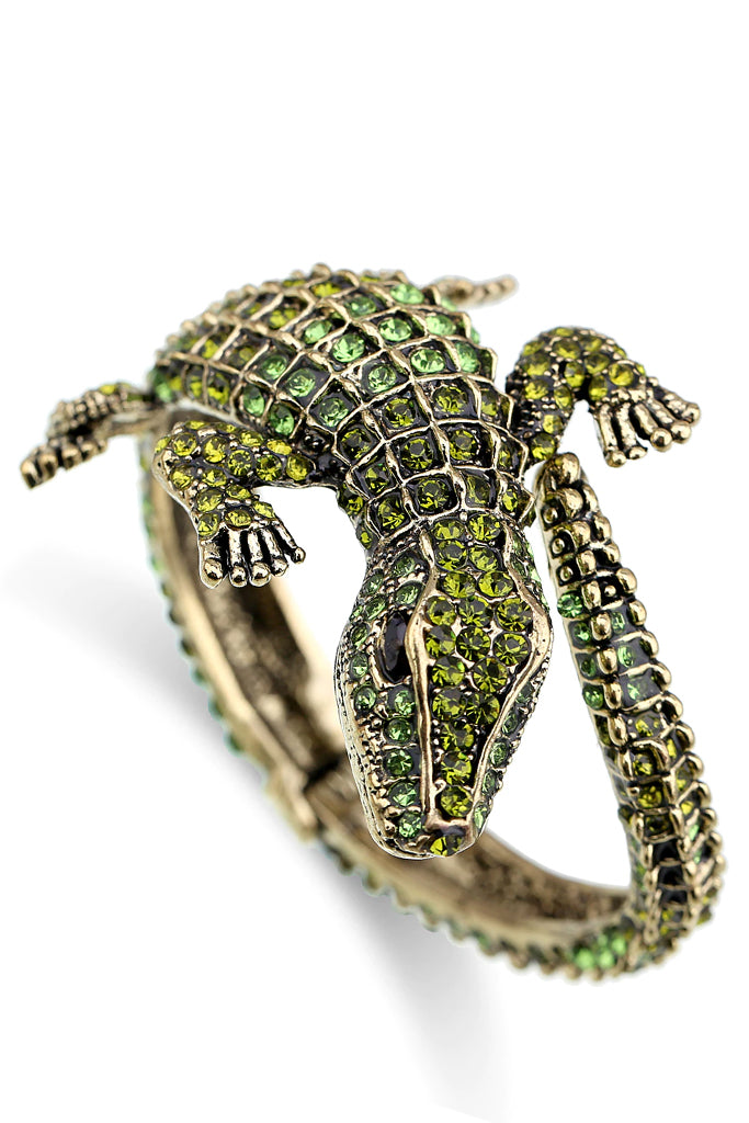 Green Lizard Βραχιόλι Χειροπέδα με Κρύσταλλα - Kenneth Jay Lane | Κοσμήματα Green Lizard Crystal Cuff Bracelet