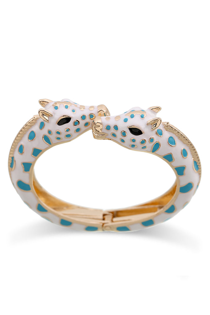 Bracelet menottes blanches s'embrassant avec des girafes