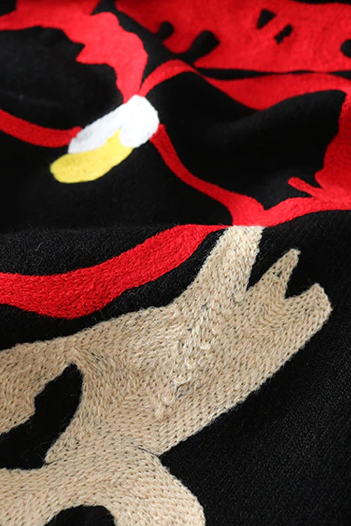 Saronya Μαύρο Πουλόβερ με Σχέδια | Γυναικεία Ρούχα - Μπλούζες - Πουλόβερ - Πλεκτά