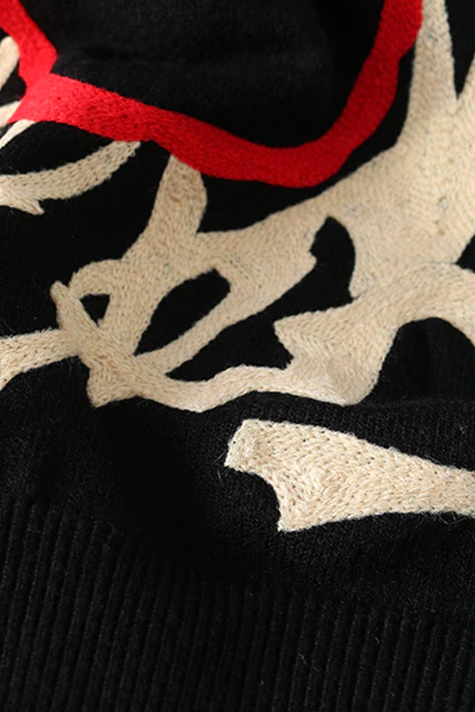 Saronya Μαύρο Πουλόβερ με Σχέδια | Γυναικεία Ρούχα - Μπλούζες - Πουλόβερ - Πλεκτά