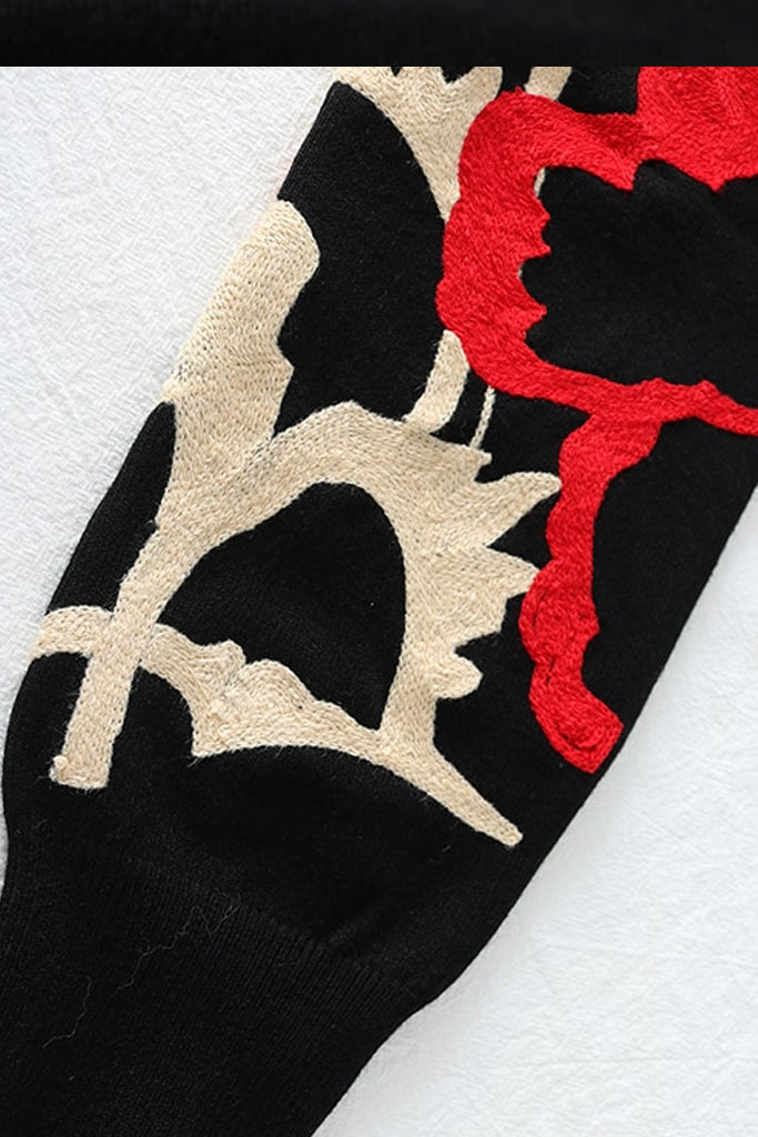 Saronya Μαύρο Πουλόβερ με Σχέδια | Γυναικεία Ρούχα - Μπλούζες - Πουλόβερ - Πλεκτά