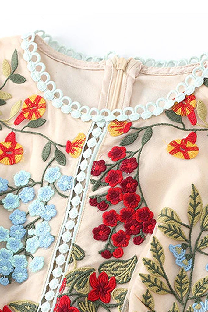 Danica Πολύχρωμο Εμπριμέ Φόρεμα με Δαντέλα και Τούλι | Γυναικεία Φορέματα