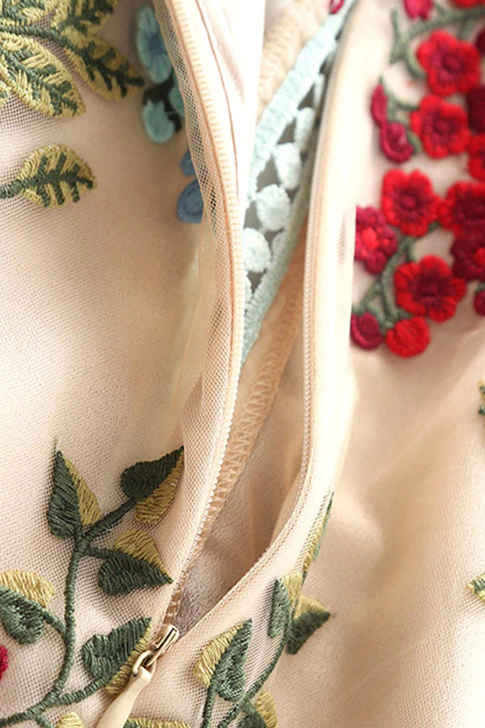 Danica Πολύχρωμο Εμπριμέ Φόρεμα με Δαντέλα και Τούλι | Γυναικεία Φορέματα