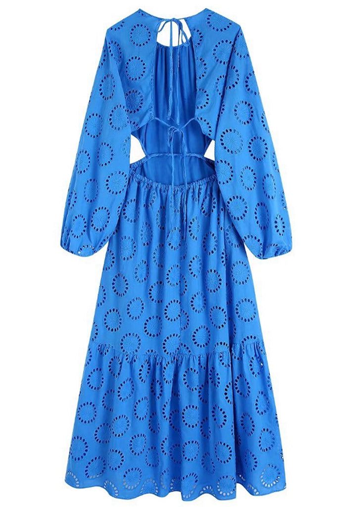 Glora Μπλε Φόρεμα με Διάτρητα Σχέδια | Γυναικεία Ρούχα - Φορέματα