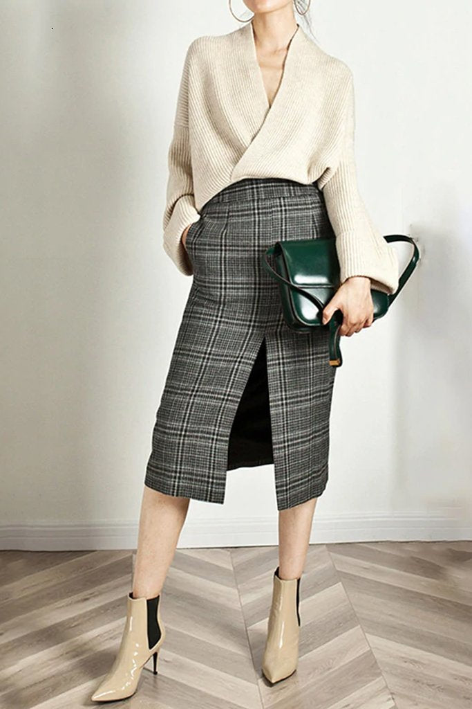 Μπεζ Σταυρωτό Πουλόβερ | Γυναικεία Ρούχα - Πουλόβερ