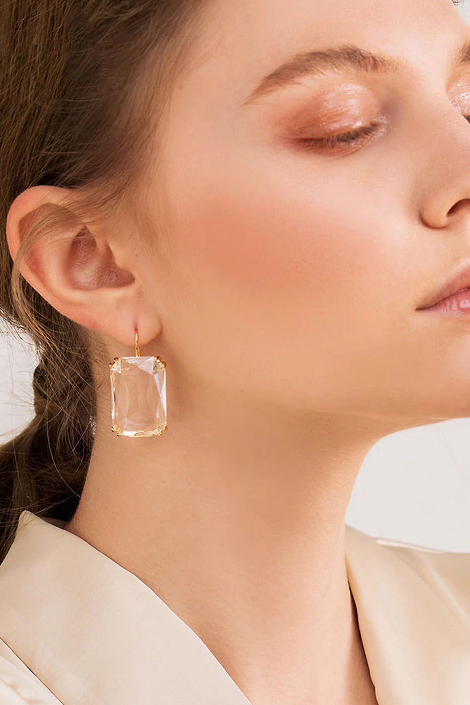 Alvina Κίτρινα Σκουλαρίκια με Κρύσταλλο