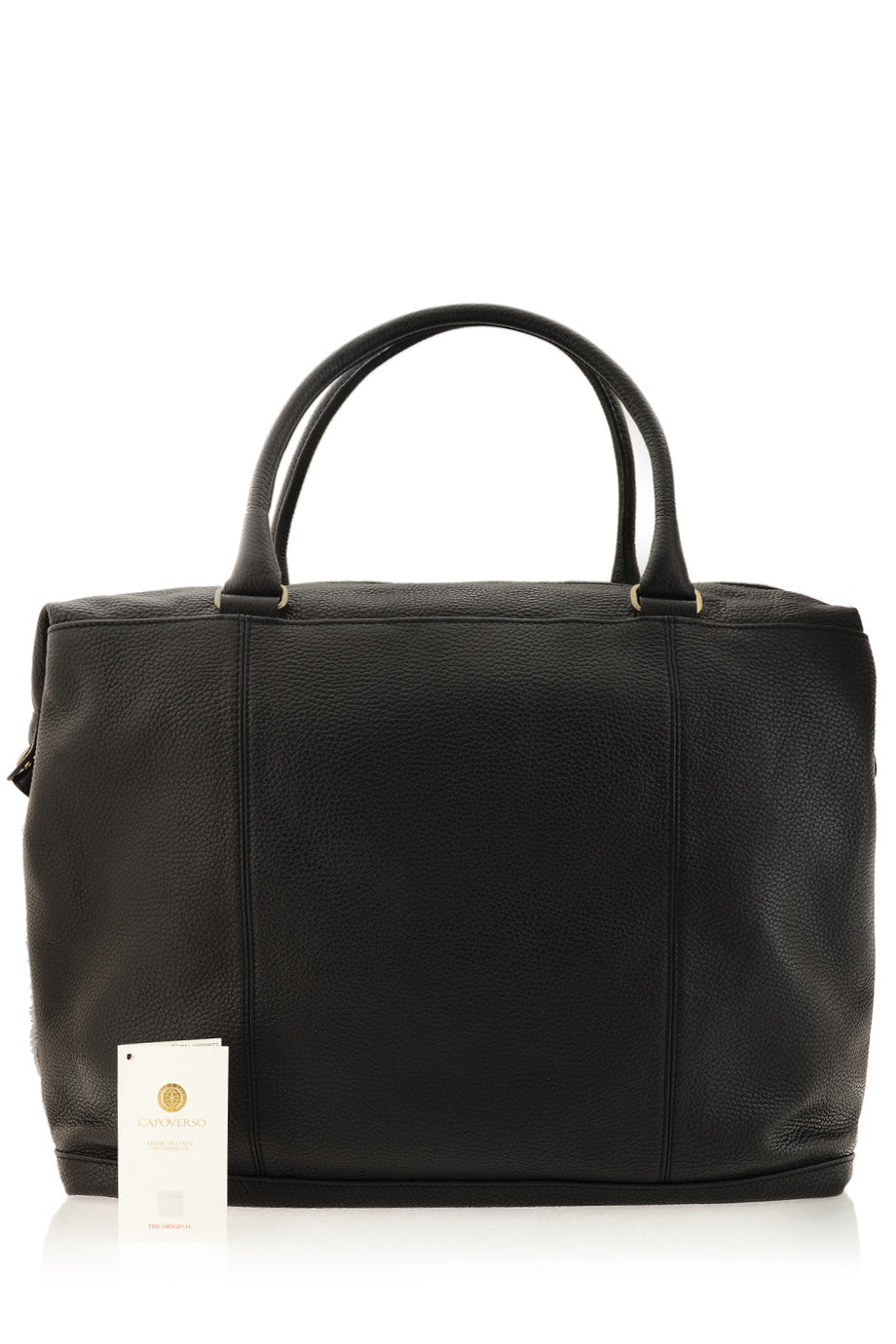 CAPOVERSO CAVALLINO Schwarze Ledertasche mit Ponyhaar