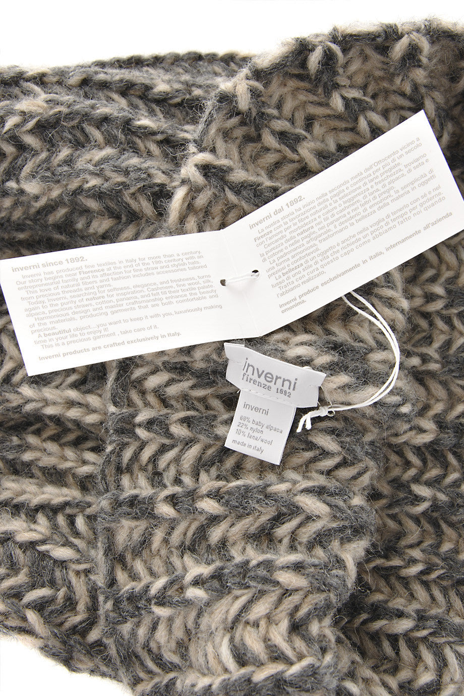 EVEREST Μπεζ Καφέ Μάλλινο Κασκόλ