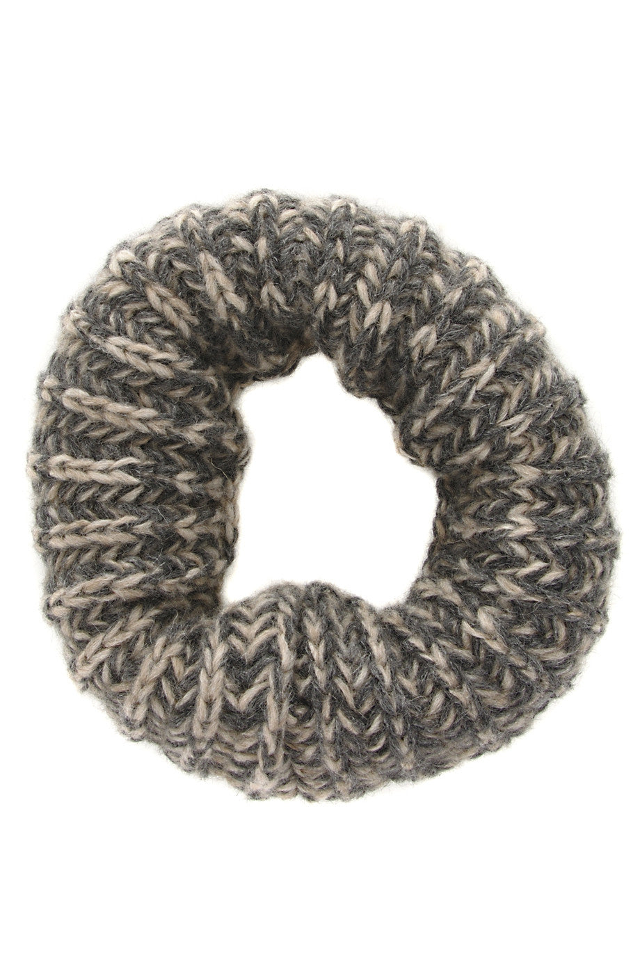 EVEREST Μπεζ Καφέ Μάλλινο Κασκόλ