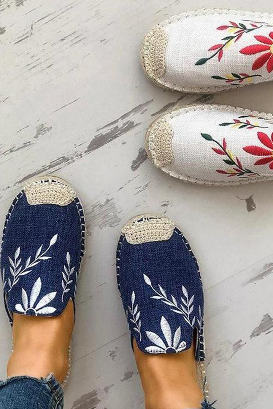 Μπλε Πολύχρωμες Εσπαντρίγιες με Κέντημα | Γυναικεία Παπούτσια - Εσπαντρίγιες SOLUDOS