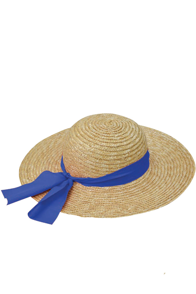 Imre Μπεζ Ψάθινο Καπέλο με Μπλε Κορδέλα | Γυναικεία Καπέλα The Straw