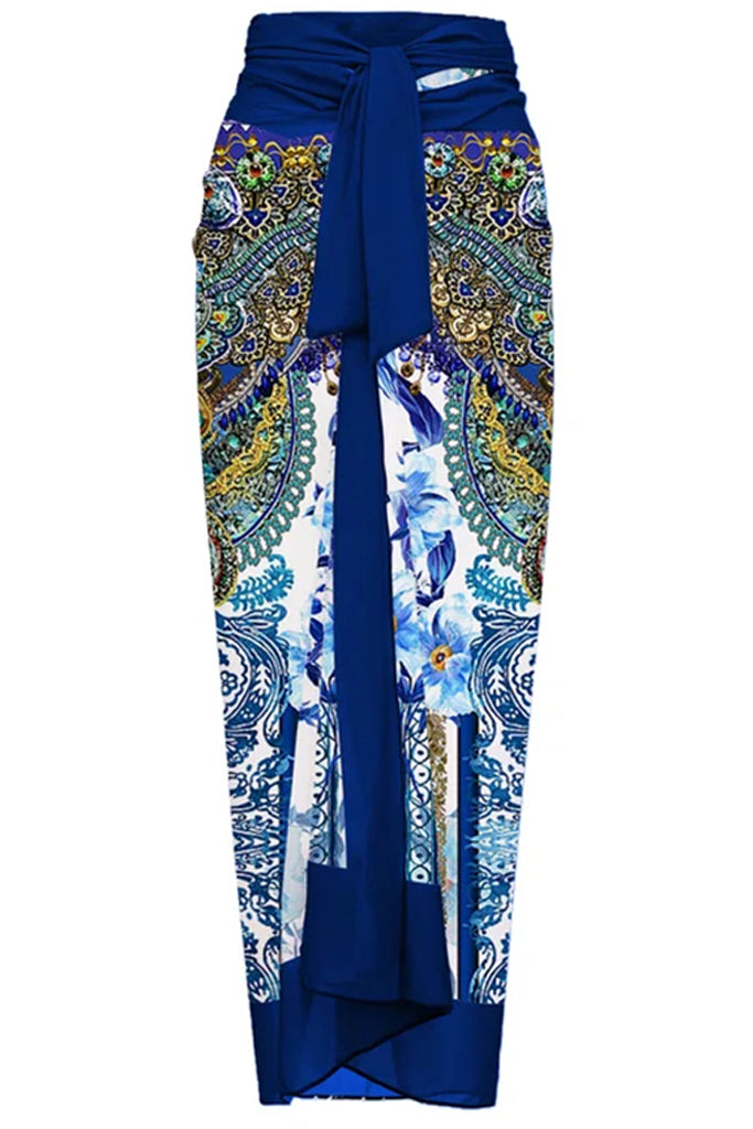 Jabber Μπλε Εμπριμέ Ολόσωμο Μαγιό με Παρεό | Γυναικεία Μαγιό Παρεό - Ολόσωμα  - Swimwear | Jabber Blue Printed One Piece Swimsuit with Pareo Set