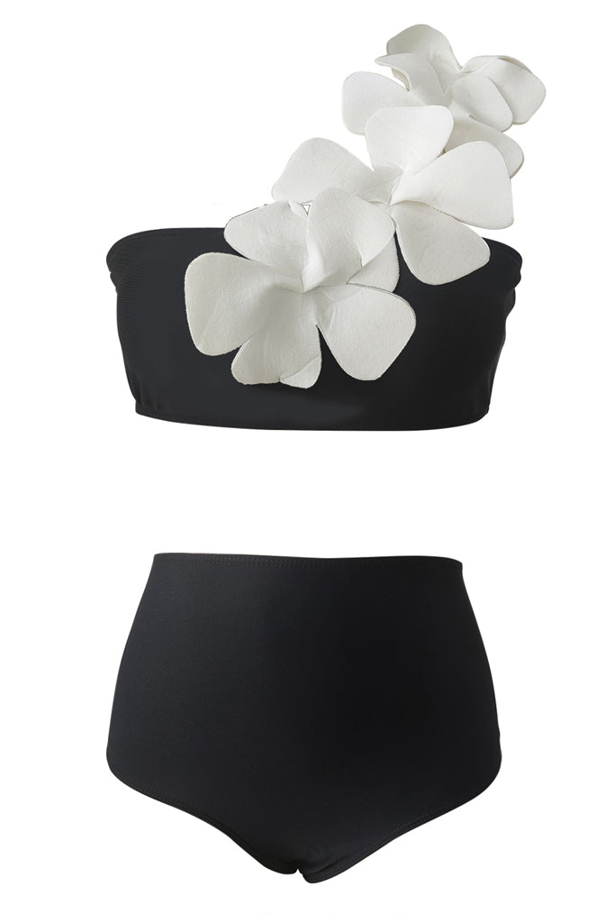 Shylania Black Bikini Swimsuit With Flower