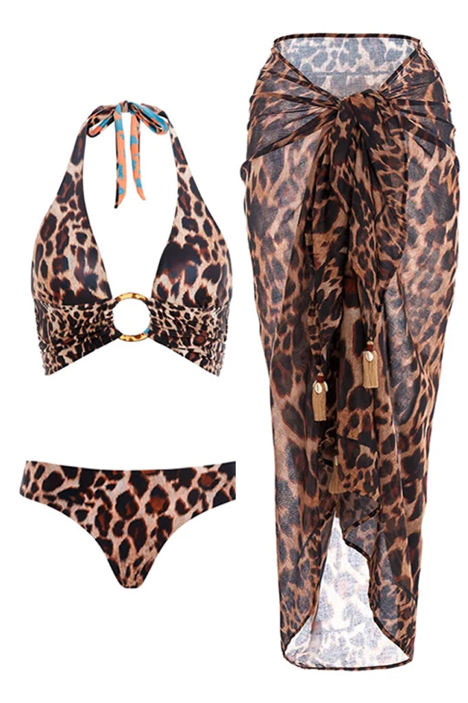 Imany Leopard Double Sided Bikini and Pareo