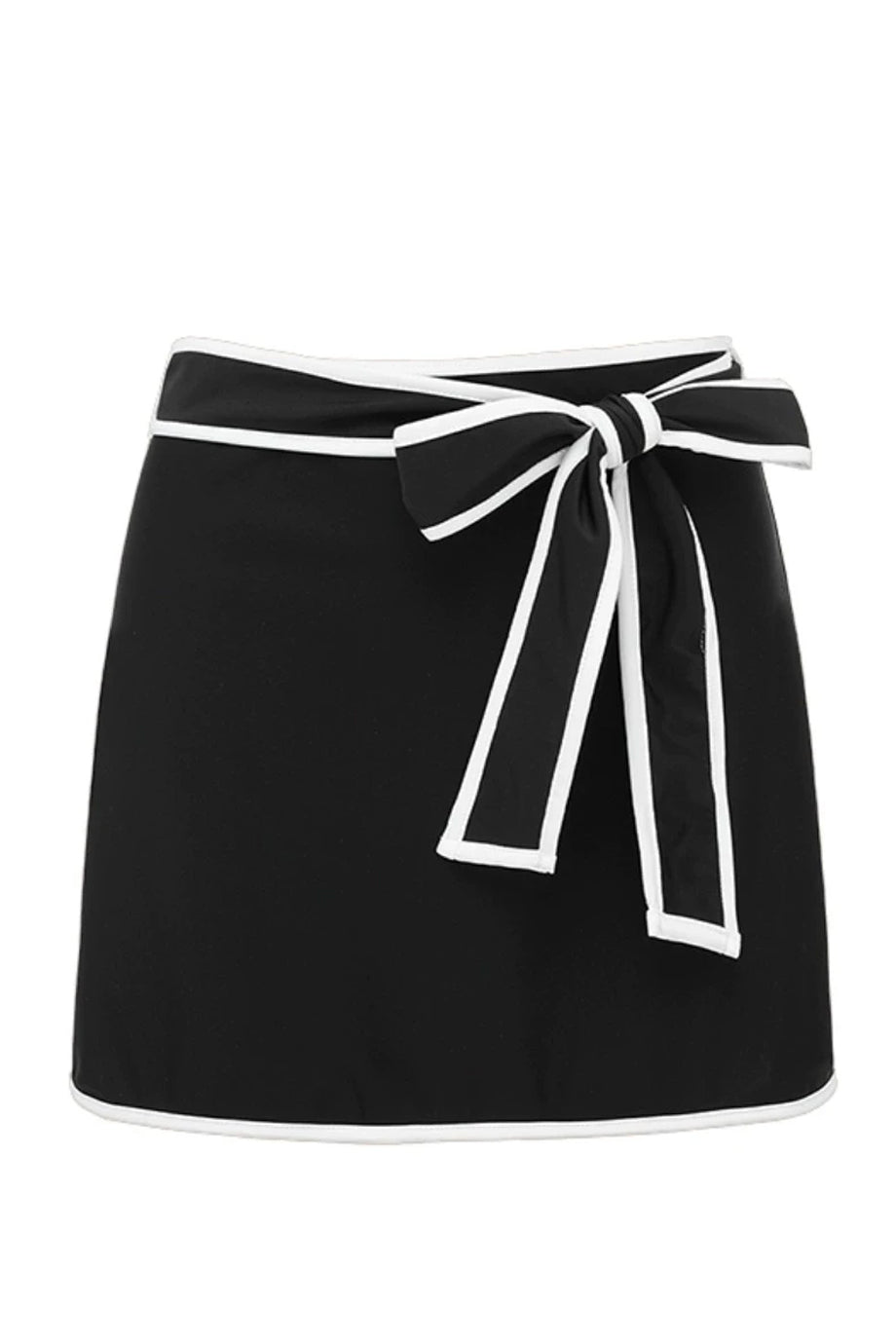 Vireya Μαύρο Ολόσωμο Μαγιό με Φιόγκους και Φούστα Παρεό Σετ | Μαγιό - Ολόσωμα - Swimwear One Piece | Vireya Black One-Piece Swimsuit with Bows and Pareo Skirt Set