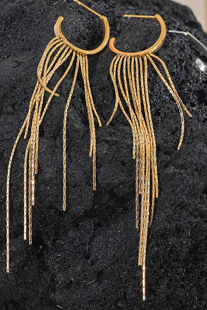Vanessa Χρυσά Σκουλαρίκια με Κρίκους και Αλυσίδες | Κοσμήματα - Σκουλαρίκια | Vanessa Gold Hoop Earrings with Chains