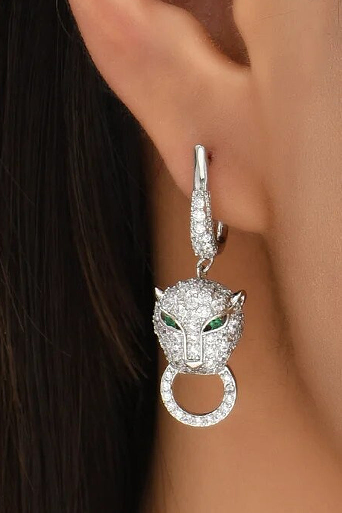 Cecilia Σκουλαρίκια Λεοπάρδαλη με Κρύσταλλα | Κοσμήματα - Σκουλαρίκια | Cecilia Silver Leopard Crystal Earrings