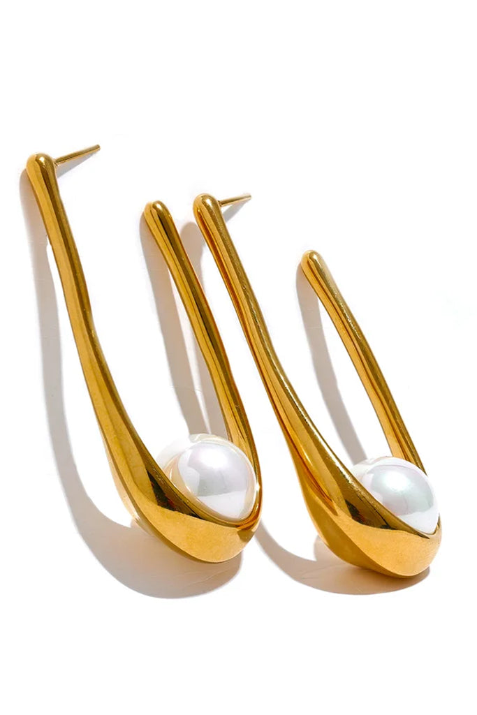 Anima Χρυσά Σκουλαρίκια Κρίκοι με Πέρλες | Σκουλαρίκια - Κρίκοι | Anima Gold Hoop Pearl Earrings