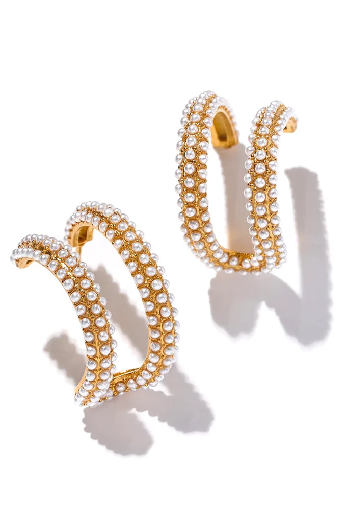 Elegia Σκουλαρίκια Κρίκοι με Πέρλες | Κοσμήματα - Σκουλαρίκια Jewelry | Elegia Pearl Hoop Earrings