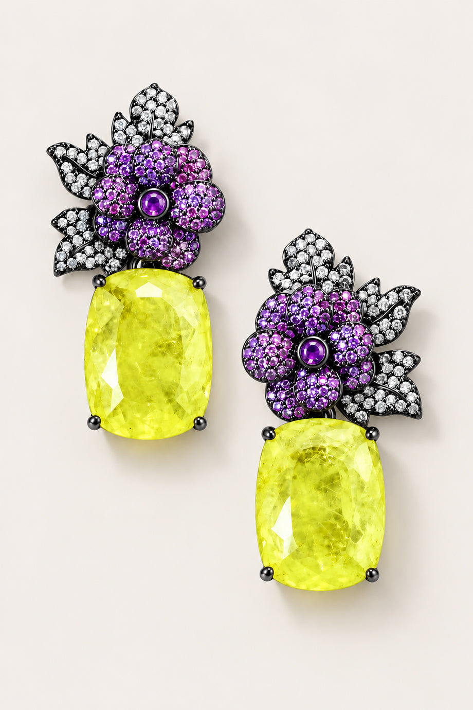 Violet Citron Σκουλαρίκια με Κρύσταλλα