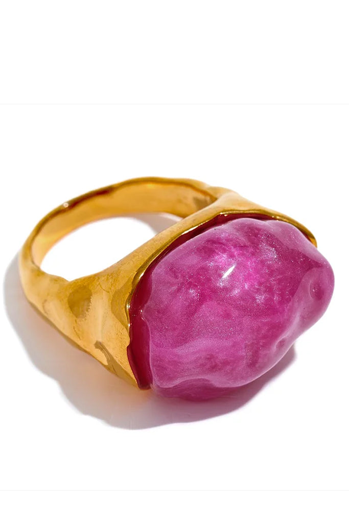 Fluffy Χρυσό Δαχτυλίδι με Μωβ Πέτρα | Κοσμήματα - Δαχτυλίδια | Fluffy Gold Ring with Purple Resin 