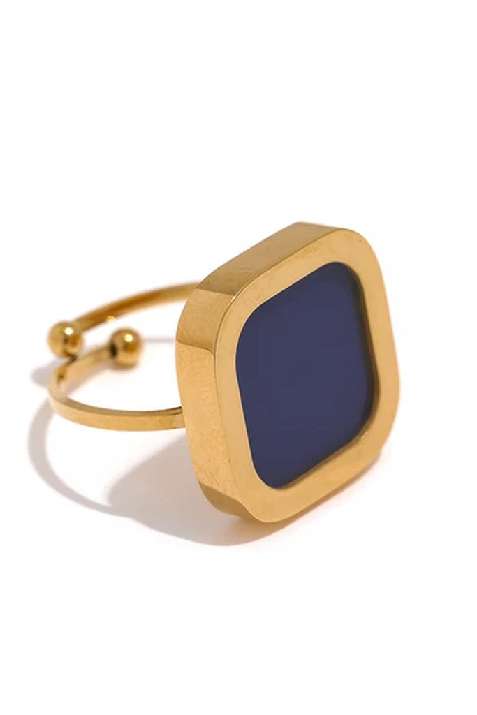 Fintra Μπλε Χρυσό Δαχτυλίδι | Κοσμήματα - Δαχτυλίδια Rings | Fintra Blue Gold Plated Square Ring