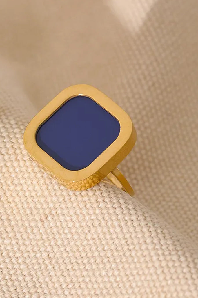Fintra Μπλε Χρυσό Δαχτυλίδι | Κοσμήματα - Δαχτυλίδια Rings | Fintra Blue Gold Plated Square Ring