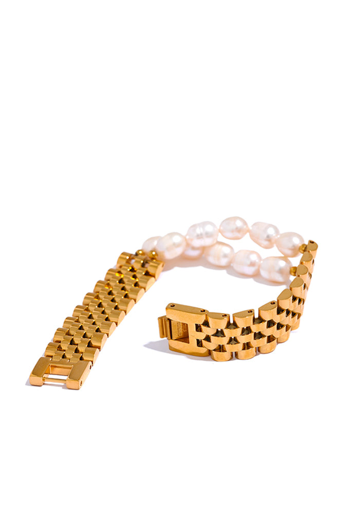 Fifer Βραχιόλι με Περίτεχνη Αλυσίδα και Πέρλες | Κοσμήματα - Βραχιόλια | Fifer Gold Bracelet with Pearls
