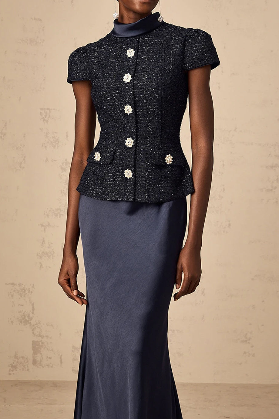 Solange Satin Dress with Short Jacket