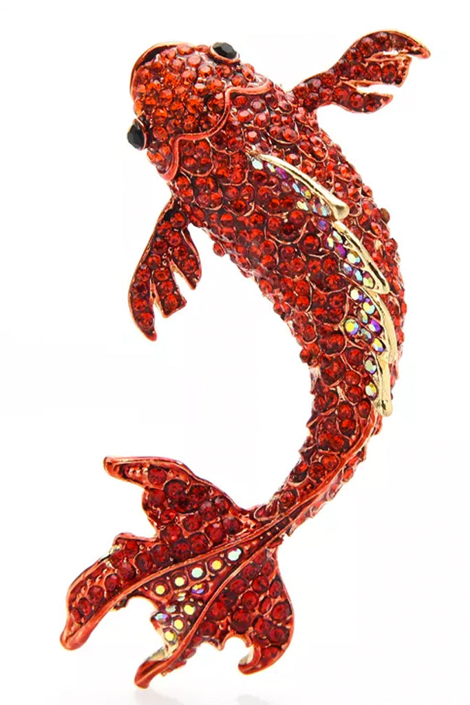 Red Fish Κόκκινη Καρφίτσα με Κρύσταλλα | Καρφίτσες Pins Brooches | Red Fish Red Crystal Brooch